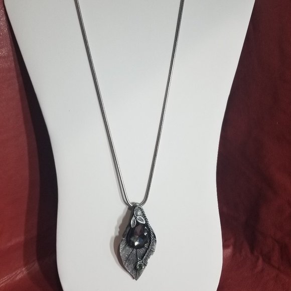 FlorasFantasies Jewelry - Swarovsk Crystal Maple Leaf Brooch/Necklace - Gray